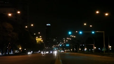 Night traffic in Buenos Aires Stock Footage 78017012