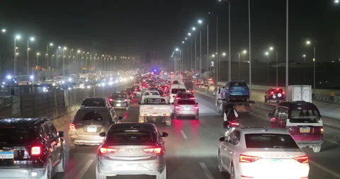 Night traffic in Cairo city Stock Footage 299060756