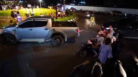 Night Traffic at Celebration, Phuket Stock Footage 85132237
