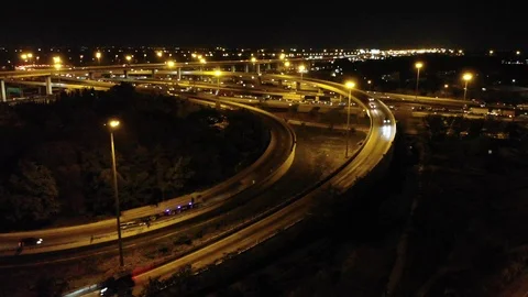 Night traffic city road transport intersection road Stock Footage 105461753