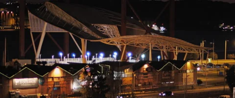 Night traffic close to the train station Stock Footage 151358779