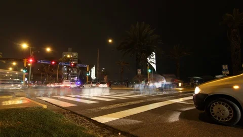 Night Traffic Corner Time Lapse Stock-Footage 101206354