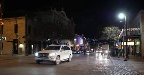 Night Traffic on E 6th Street in Tourist Area of Austin Texas  	 Stock Footage 83567321