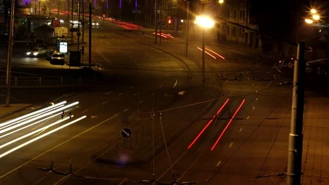 Night Traffic Fast Motion Stock Footage 93783172