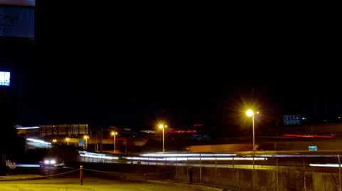 Night Traffic on Freeway Timelapse Stock-Footage 10575925