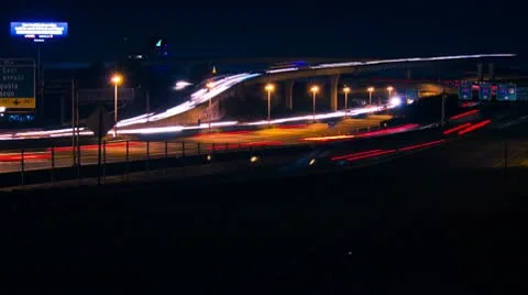 Night Traffic on Freeway Timelapse Stock-Footage 10579238