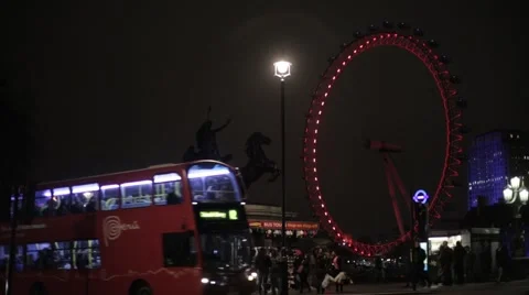 Night Traffic in front of the Coca Cola London Eye | HD 1080 Stock Footage 47944479