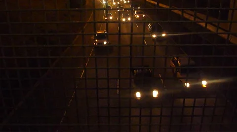Night Traffic on Highway Stock Footage 2640377