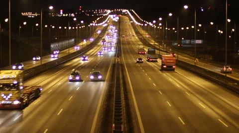 Night traffic on highway Stock Footage 59676771