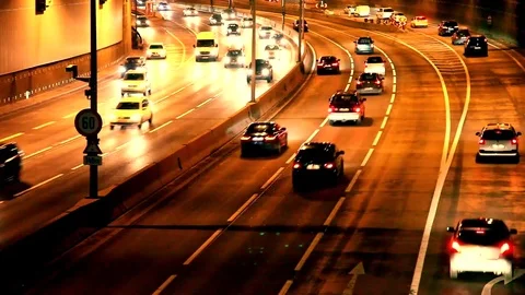 Night traffic on the highway Stock Footage 73768065
