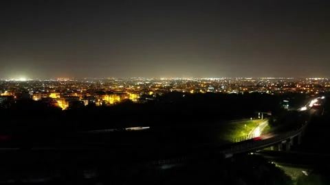 Night traffic hyperlapse with drone Stock Footage 207866042