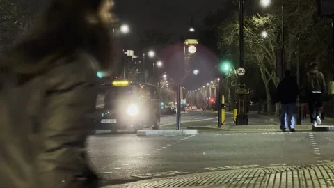 Night traffic intersection with Big Ben in background London Video stock 331827511