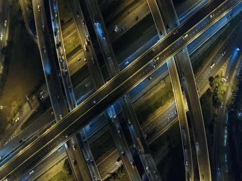 Night traffic intersection city road with vehicle car light Видео 83297245