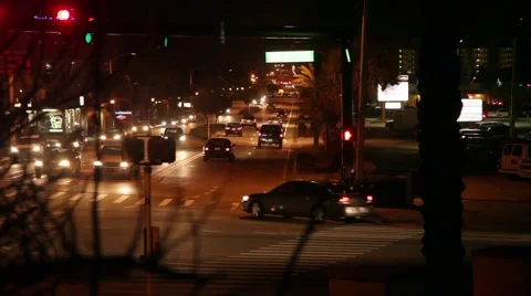 Night Traffic at an Intersection Stock Footage 46415216
