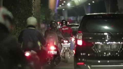 Night traffic jam Stock Footage 74658039