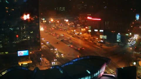 Night Traffic In Kiev Timelapse Stockbeeldmateriaal 10804681