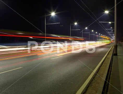Night traffic light of big city Stock Photos