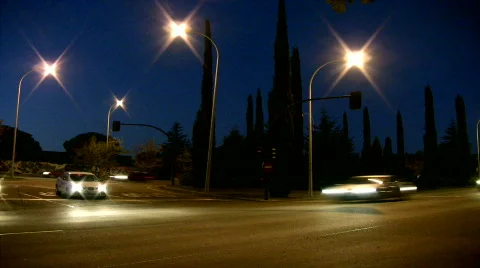 Night traffic lights Stock Footage