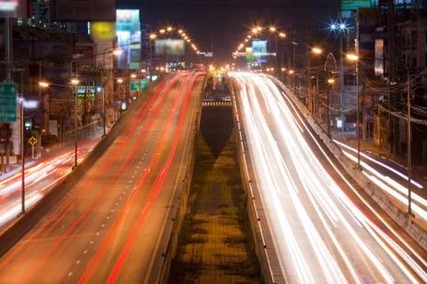 Night traffic lights Stock Photos