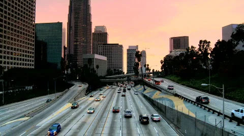 Night traffic in Los Angeles Stock Footage