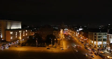 Night traffic - Moscow, Kremlin ring, lubyanka 스톡 동영상 64275982