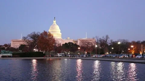 Night Traffic Near Capitol Building Stock Footage 59792052