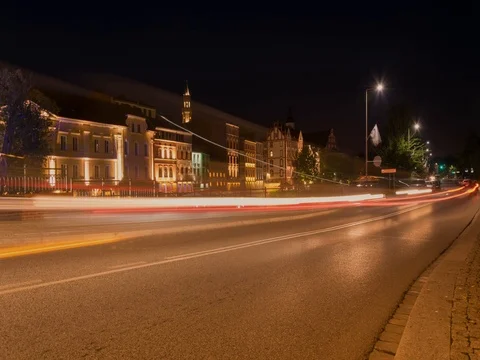 Night traffic of Opole. Stock Footage 80309782
