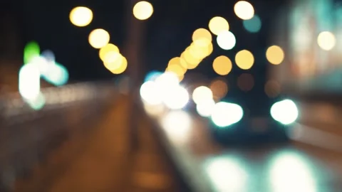 Night Traffic With Out Of Focus Car Lights Creating A Colorful Bokeh Effect Stock Footage 346488551