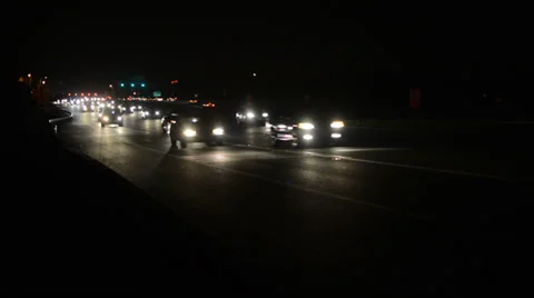 Night Traffic Panning Shot 스톡 동영상 33064243
