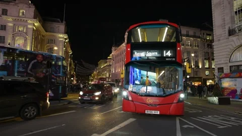 Night Traffic at Piccadilly Circus Stock Footage 229981712