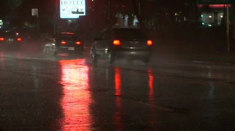 Night Traffic in Rain Medium Stock Footage 568718