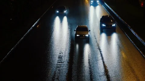 Night traffic, rainy city. Stock Footage 110698564
