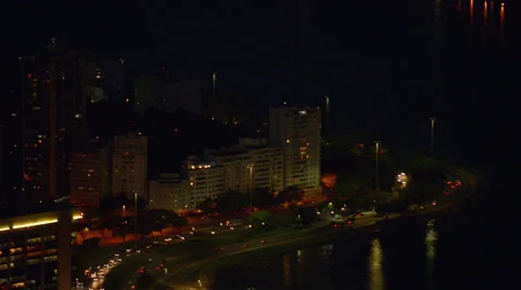 Night Traffic in Rio de Janeiro Stock Footage 34656740