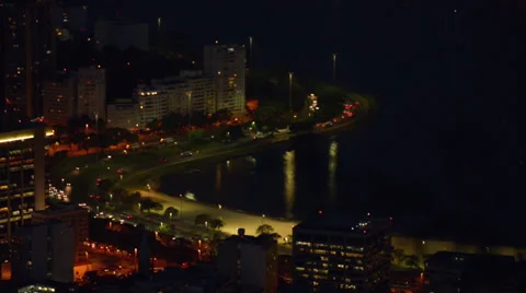 Night Traffic in Rio de Janeiro (Fixed Cam) Stock Footage 34656862