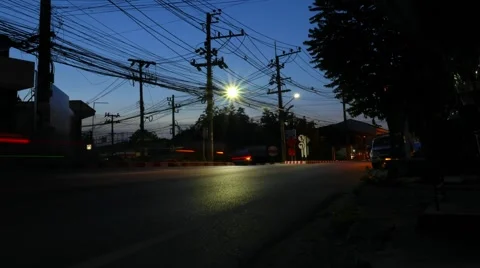 Night Traffic on the Road. Timelapse Stockbeeldmateriaal 53084196