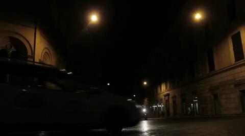Night traffic in Rome Stock Footage 13346710