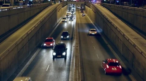 Night traffic scene in Barcelona.Time Lapse 스톡 동영상 59241150