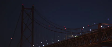 Night traffic on the suspension bridge Stock Footage 150835035