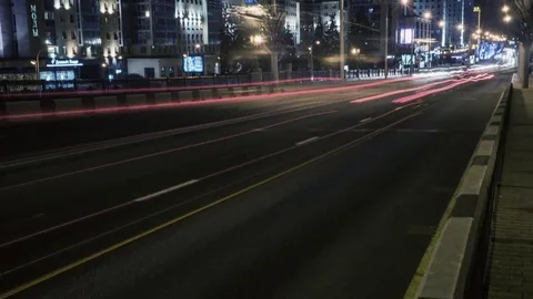 Night traffic, time-lapse, beautiful blur, cinematographic color correction Stock Footage 84850156