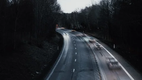 Night Traffic Time Lapse Spooky Dark Timelapse  Stock Footage 101969181