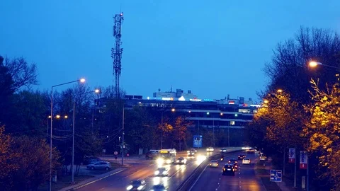Night traffic time lapse video, zoom in Stock Footage 99429052