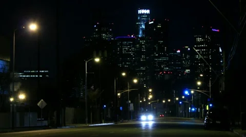 Night Traffic Timelapse 20 Loop Los Angeles Skyscrapers Stock Footage