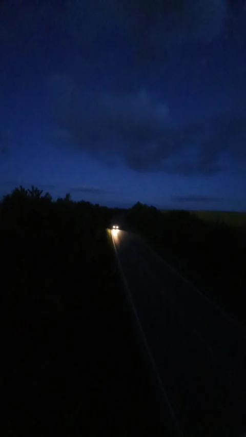 Night Traffic Timelapse with Car Light Trails on Rural Road Stock Footage 339244946