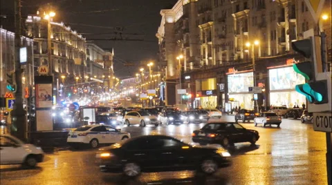 Night traffic timelapse. Video stock 62444212