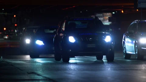 Night Traffic at the Traffic Light Stock Footage 124424756