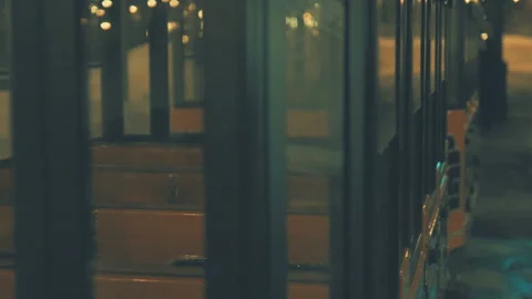 Night traffic in - tramway on bridge Stock Footage 88326537