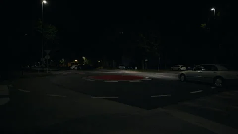 Night Traffic at Urban Roundabout Stock Footage 337075576