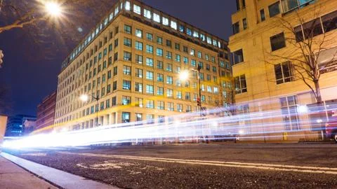 Night Trails on 9th Street Stock Photos