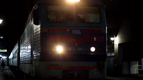 Night train arrival Stock Footage 163285250
