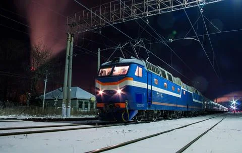 Night Train Arrival Stock Photos